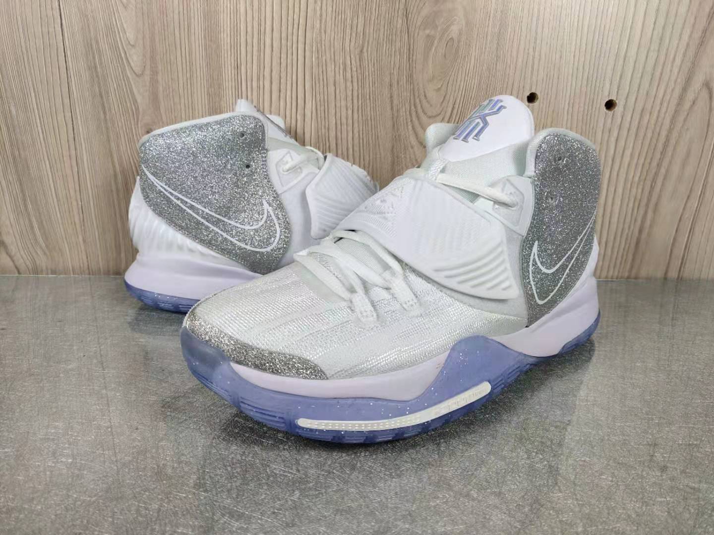 2020 Men Nike Kyrie Irving 6 White Silver Blue Shoes